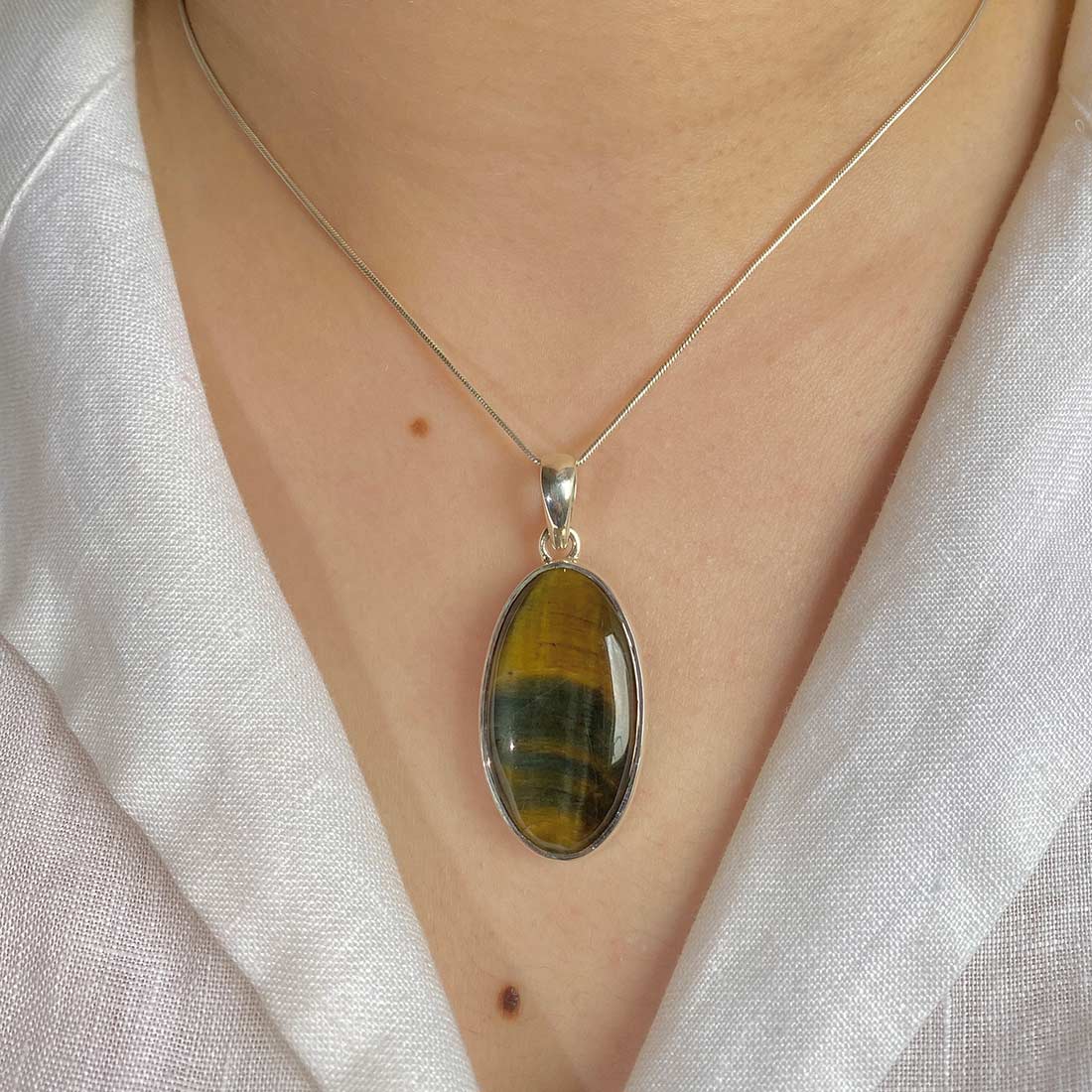 Blue Tiger Eye Pendant-(BTE-P-13.)